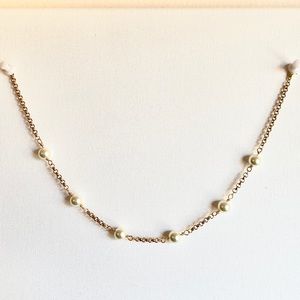 Faux Pearl Gold Brass Choker Chain Necklace